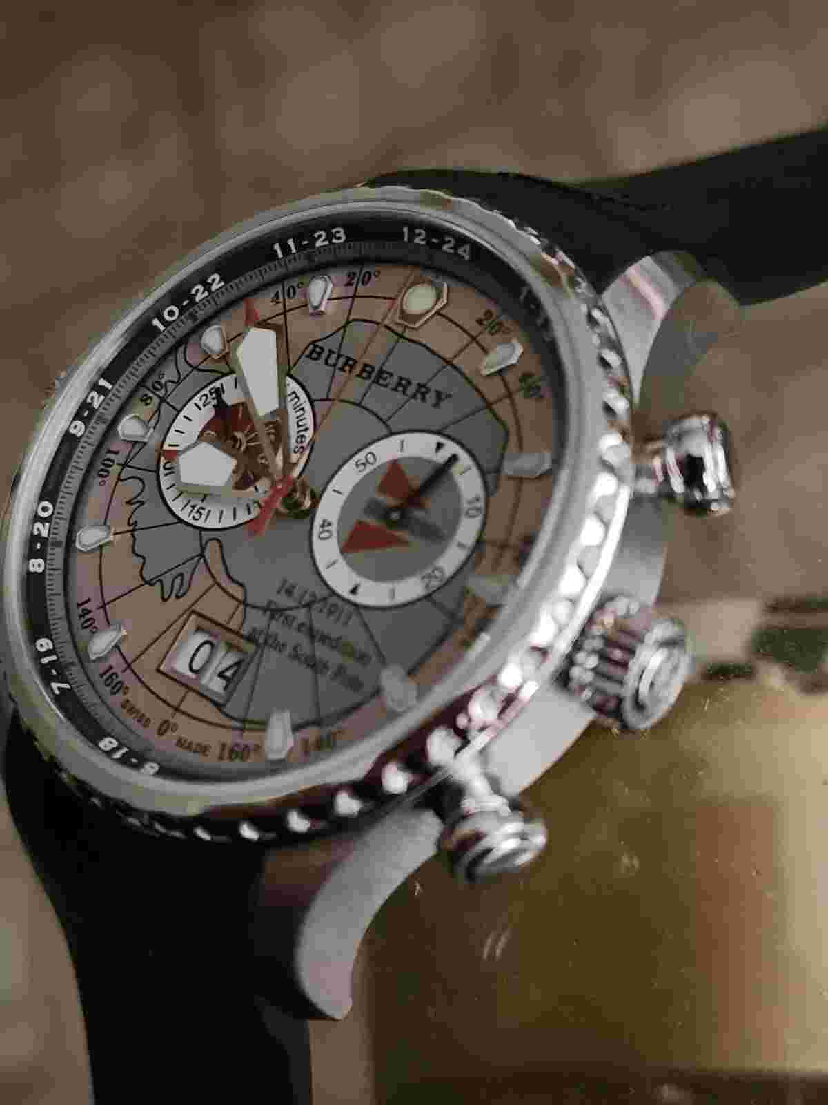 Burberry Men’s Chronograph Watch South Pole Expedition 7505 Black Band Designer