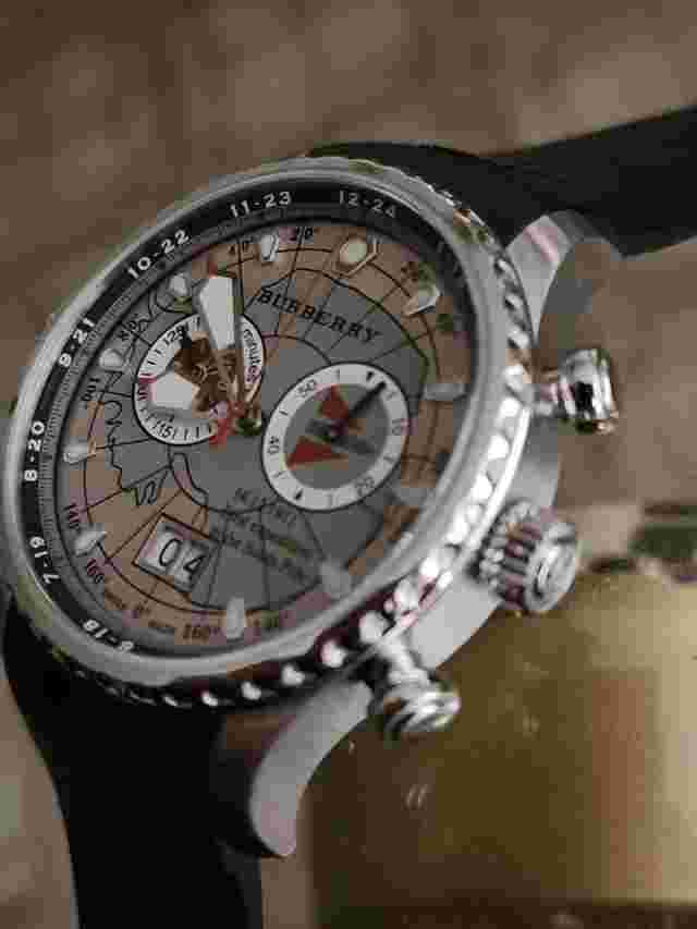 Burberry Men’s Chronograph Watch South Pole Expedition 7505 Black Band Designer