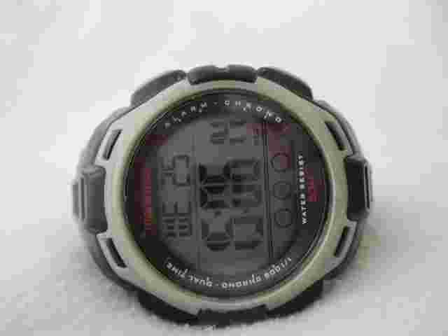 Marathon Digital Watch Black Buckle Band WR 50M Dual Time Alarm Chrono 1/100 Sec