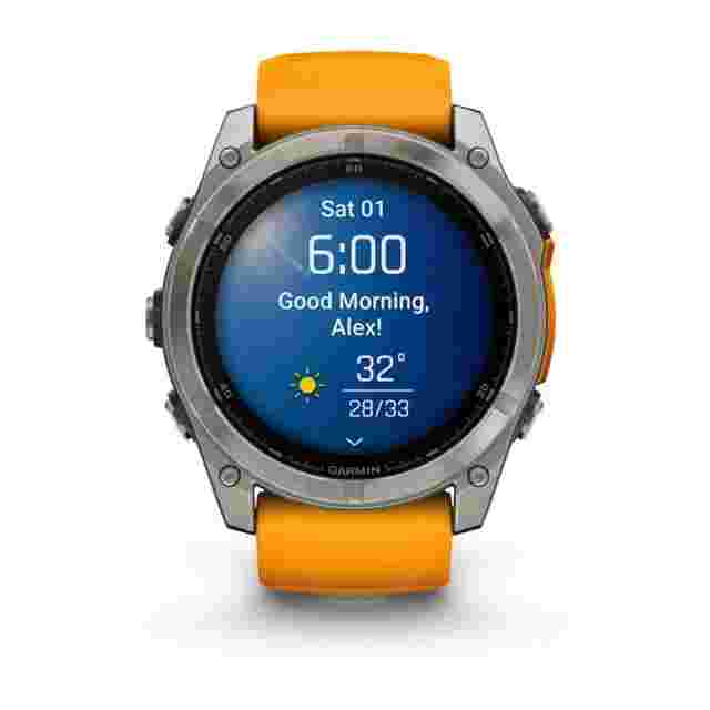 fēnix® 8 – 51 mm, AMOLED Sapphire, Titanium with Spark Orange/Graphite Band