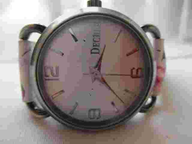 Silvertone Decree Women's Watch with Floral Buckle Band