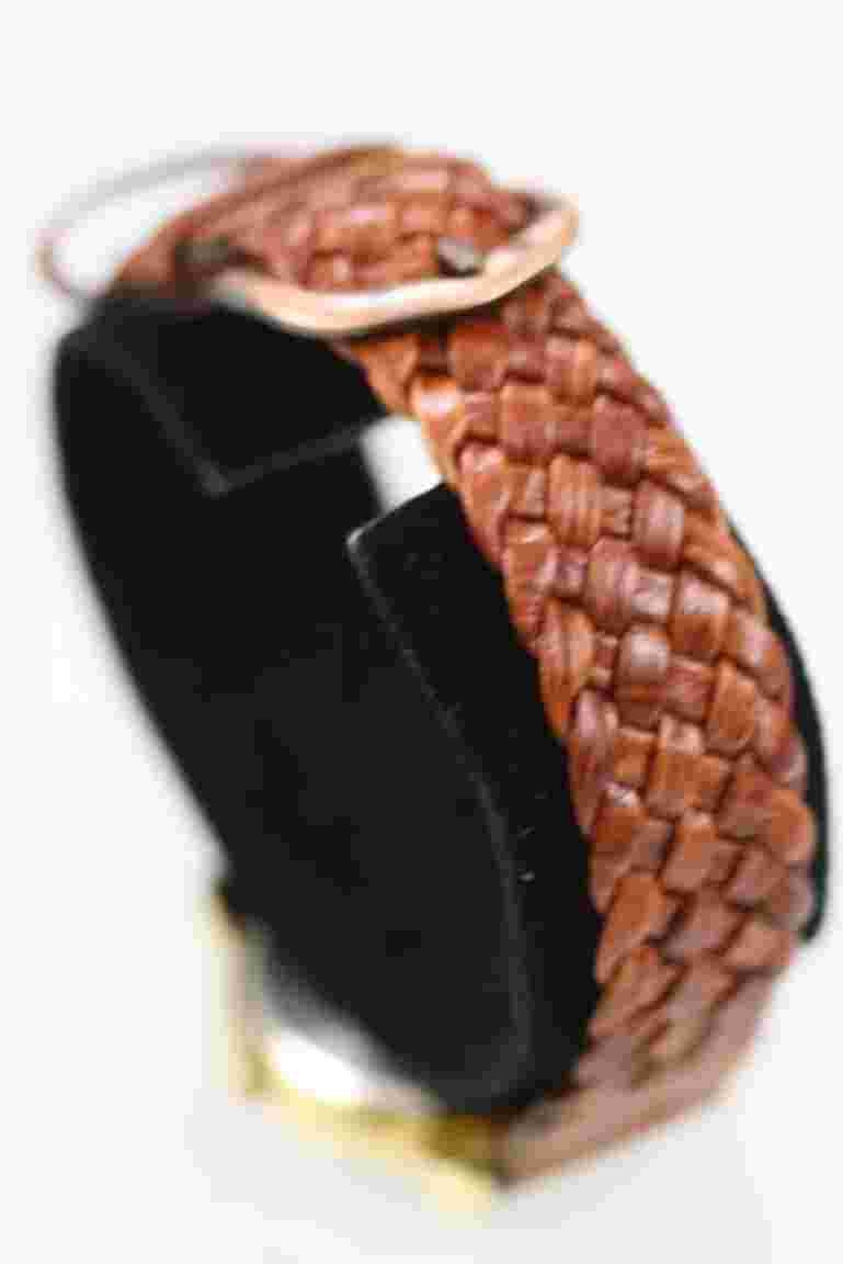 LA Express Men Watch Gold Stainless Steel Battery Brown Leather WR White Quartz