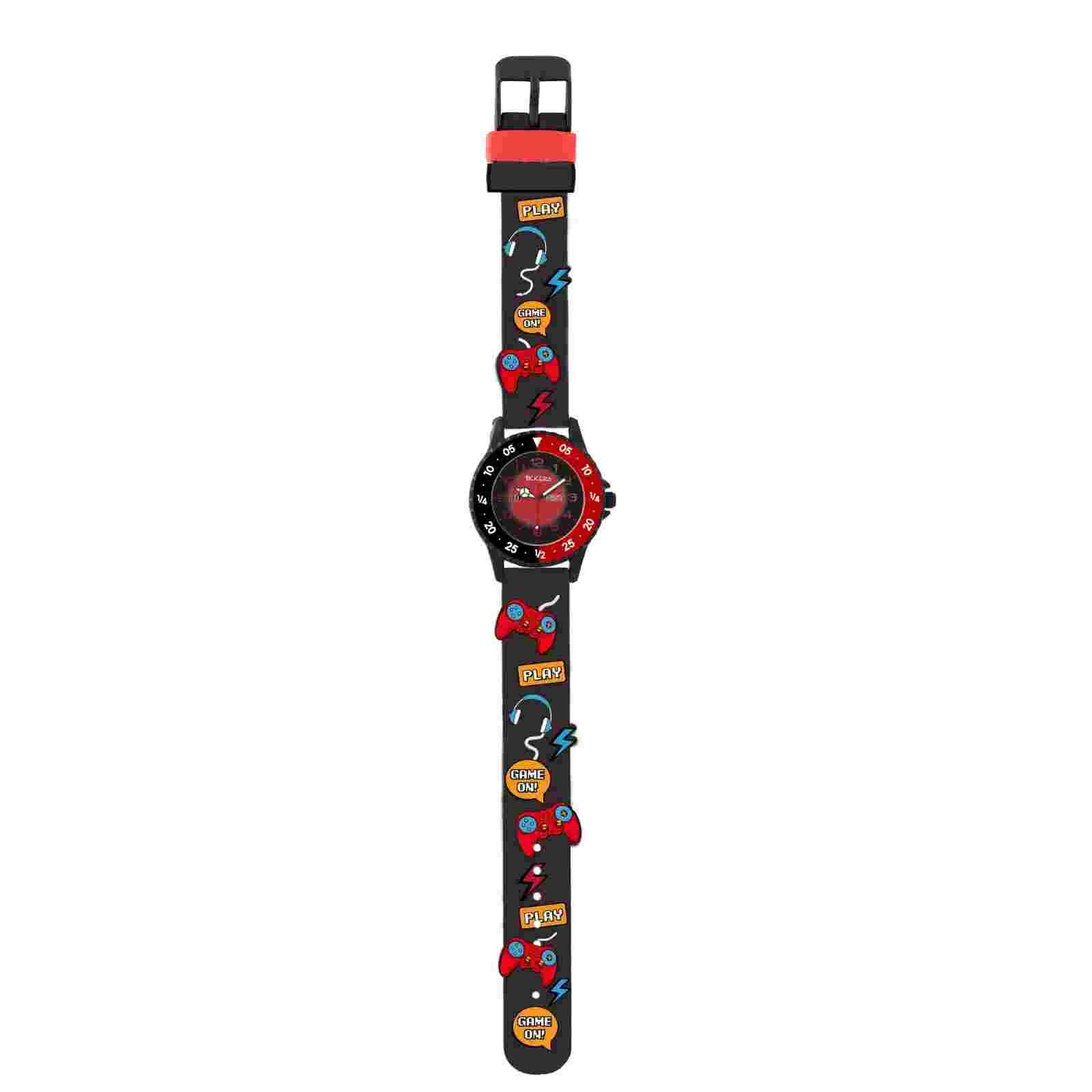 Tikkers Boys Time Teacher Gamer Theme 3D Print Rubber Strap Watch - NTK0030