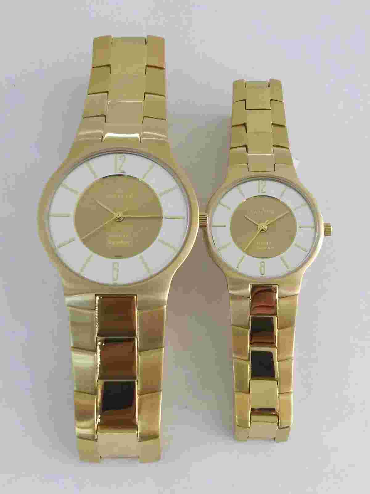 Sartego Seville quartz sapphire 50 meter Gold tone watch PAIR SVQ222 SVQ662
