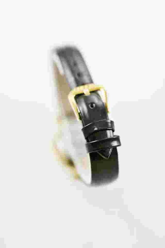 LA Express Watch Womens Stainless Steel Gold Black Leather Water Re White Quartz