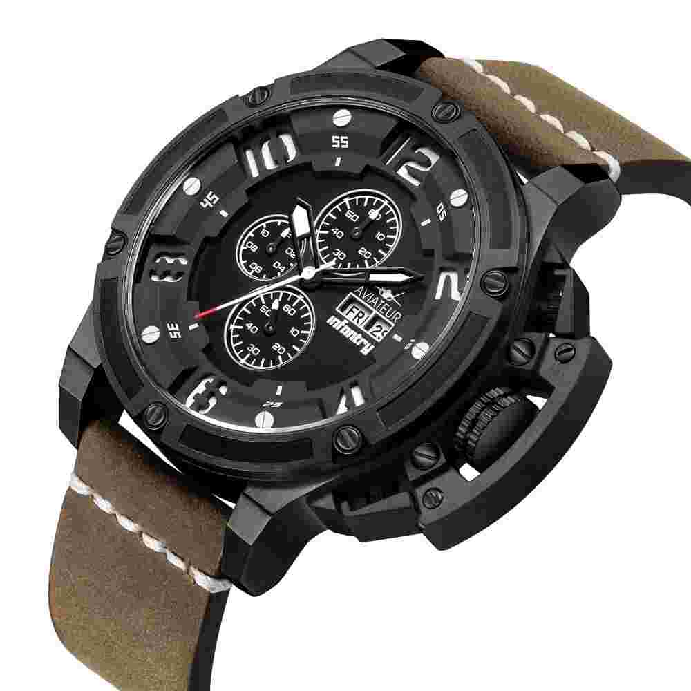 Infantry Chronograph Brown Leather Strap Men Watch AVR-002-CHR-03 (LEATHER)