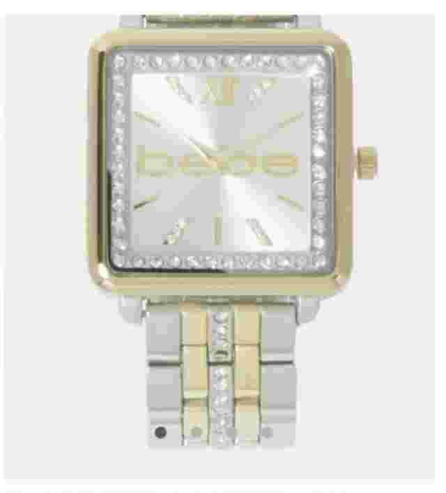BEBE Silver Smooth Dial Crystal Bezel Watch