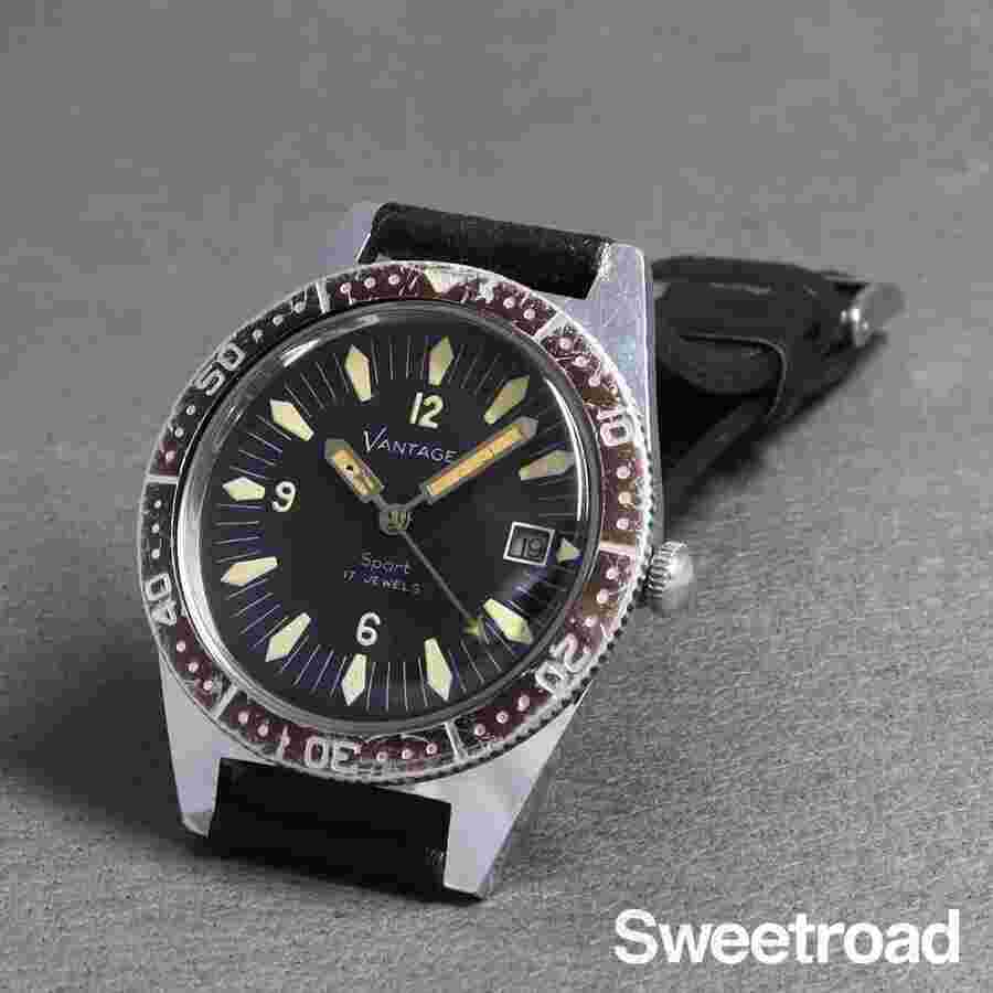 Vantage Sports Skin Diver Hamilton 1960s Cal.179A Manual 38mm Leather Men's