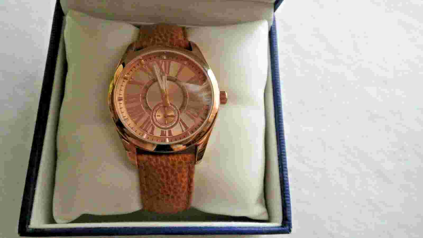 Bronzo Italia Leather Strap Boyfriend Watch-  NIB - Tan  Pebble Leather Strap