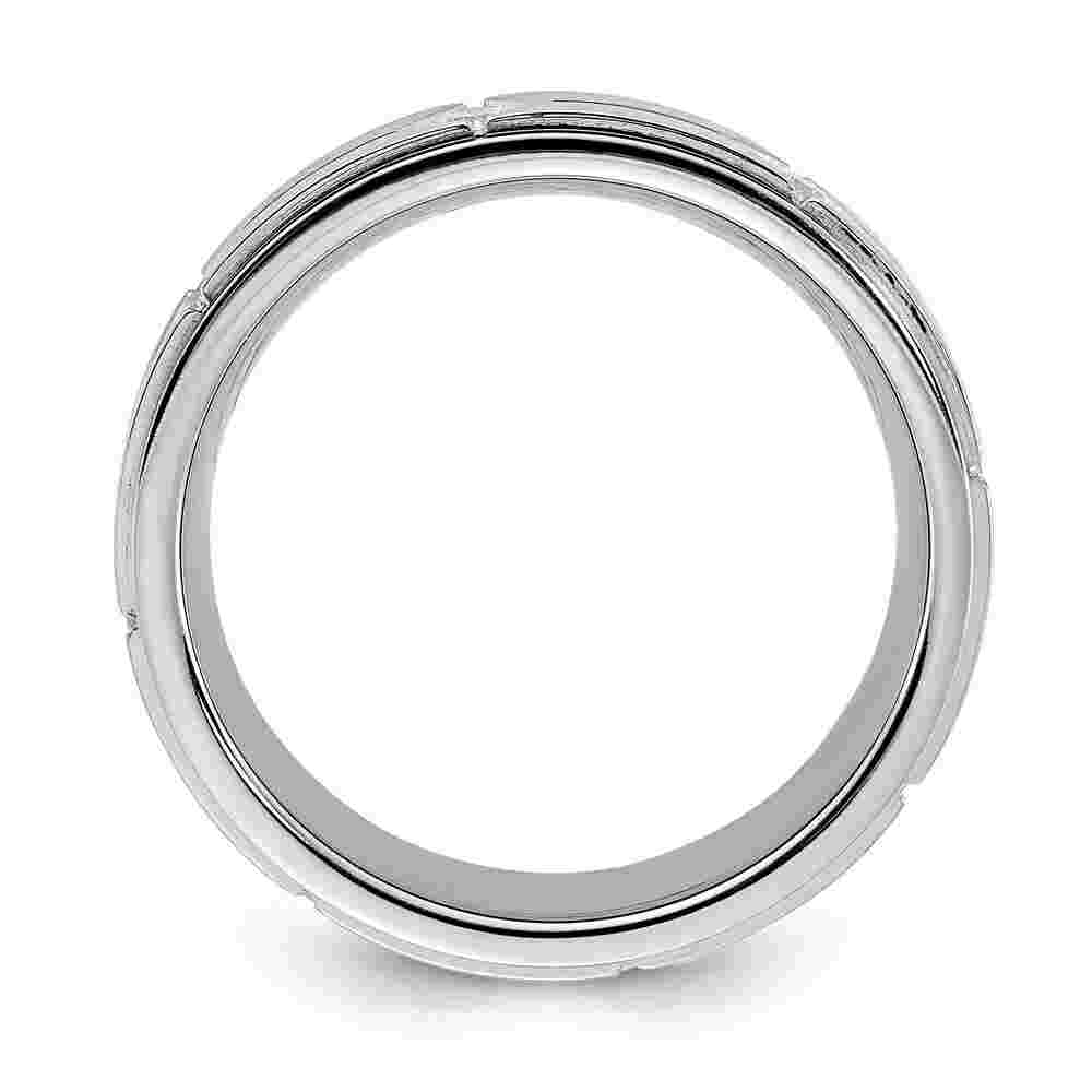 Chisel Stainless Steel Polished with Brushed Center with CZ 7.00mm Band