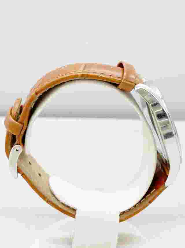 CHARLES JOURDAN 163.12 Brown Dial SS Quartz Used Watch Leather Strap 3ATM