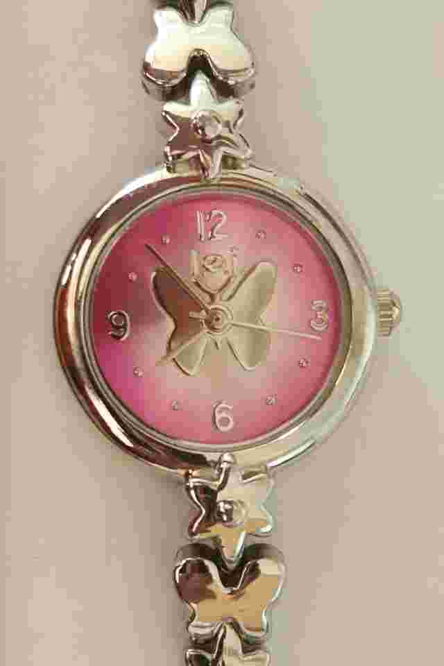 L.E.I. Pink Butterfly Dial With Metal Butterfly Bracelet Style Band New Battery