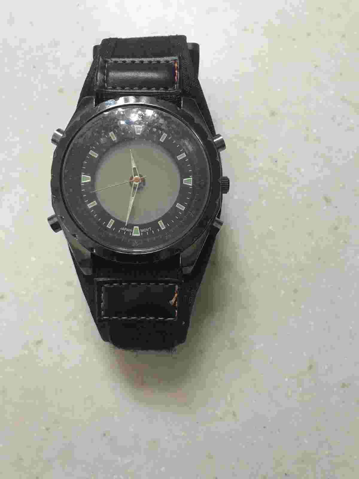 MZ Berger men black multifunction watch Nylon band. Needs battery.