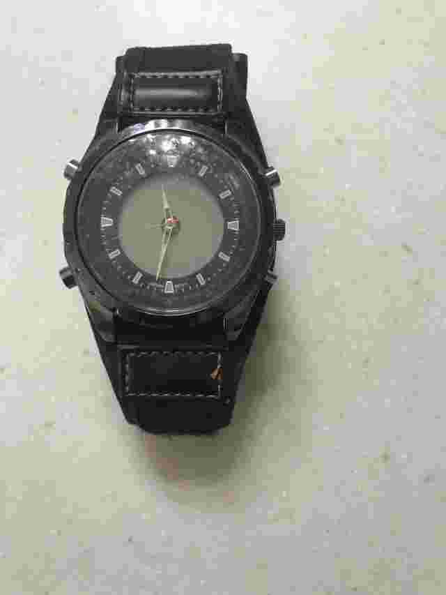 MZ Berger men black multifunction watch Nylon band. Needs battery.