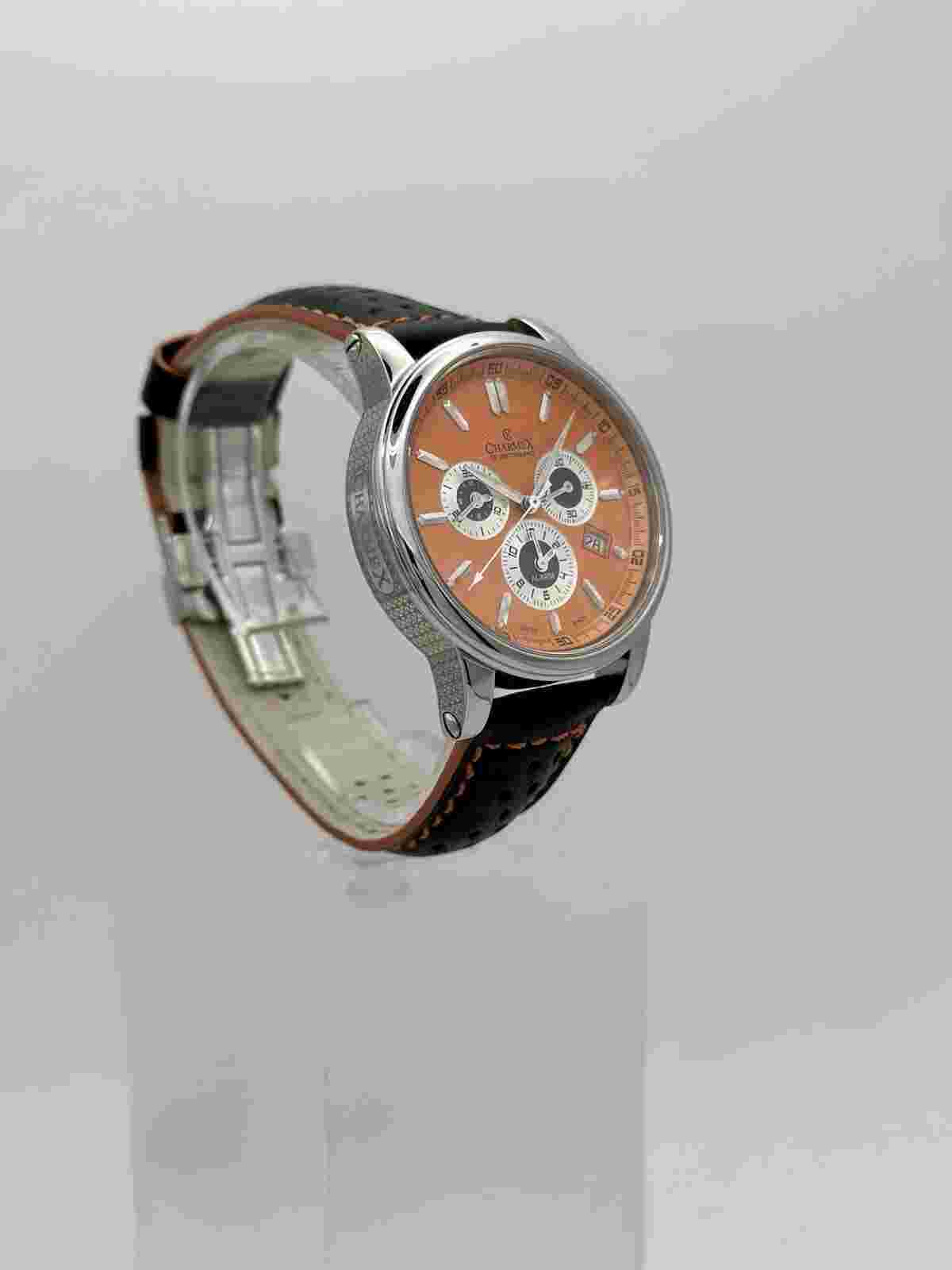 CHARMEX OF SWITZERLAND Mens Watch, Chronograph, SAPPHIRE CRYSTAL, Leather Band