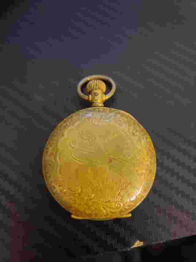 f899 Vintage Columbia USA Gold Tone Mechanical Pocket Watch