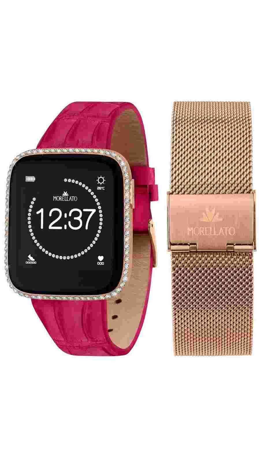 Morellato M-01 red smartwatch R0151167521 + rose gold mesh strap