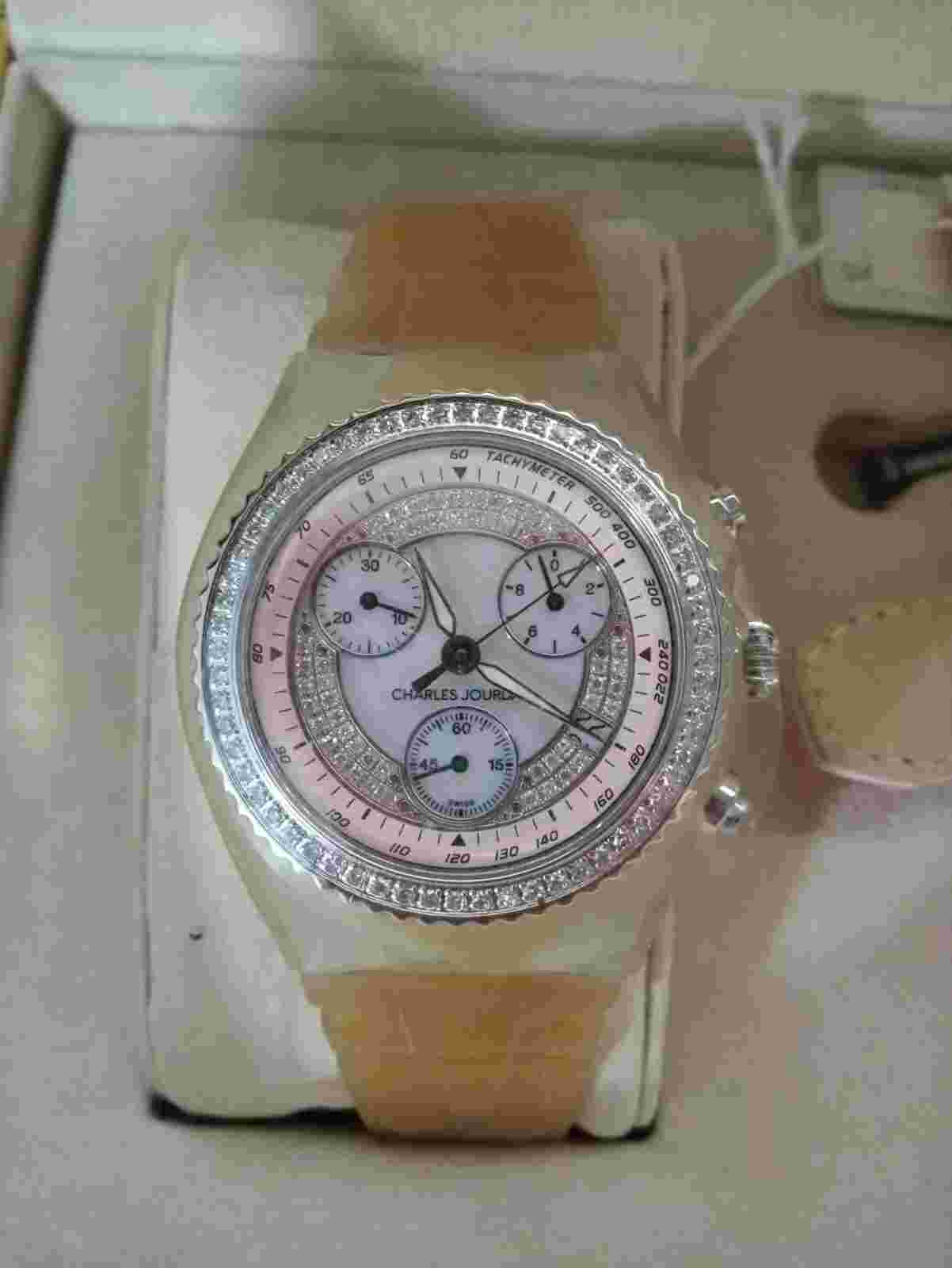 Charles Jourdan Sensation Wristwatch with Diamond Bezel Chronograph