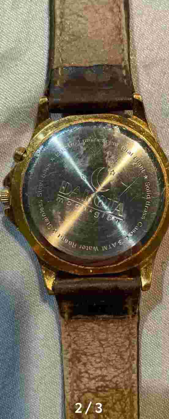 Vintage Women’s  Dakota Moon Glow Watch Brown Leather Band Gold Case Wrist Watch