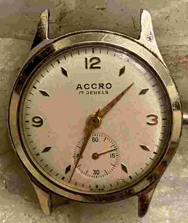 Vintage Men's Accro 17 Jewel Watch for Parts/Repair