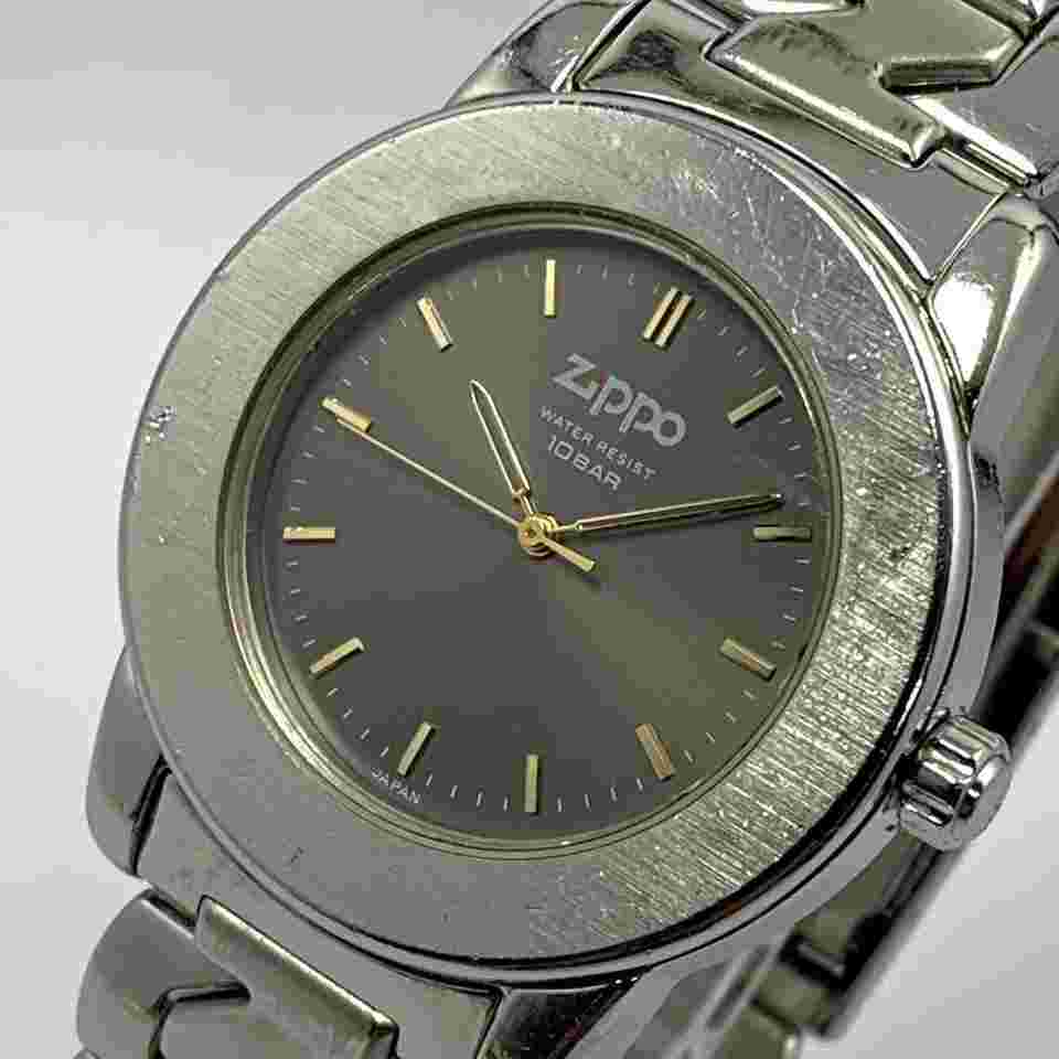 927 Working Product Zippo Men'S Watch Grey Battery Replaced Quartzpopular Rare V