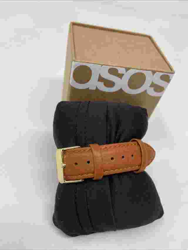 Asos Watch Analog Quartz Black With Tan Leather Band. NEW