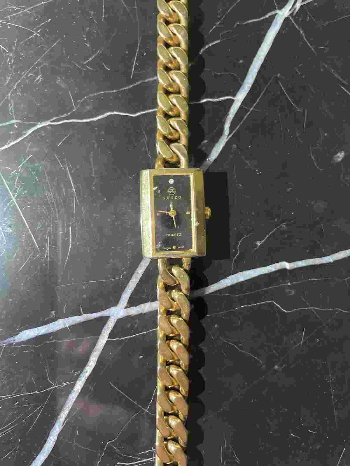 Vintage Suizo Quartz Watch 18K Gold Plated