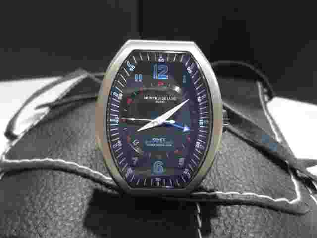 Montres De Luxe Men's EXN 9601 Estremo Titanium Blue Lizard Leather Date Watch