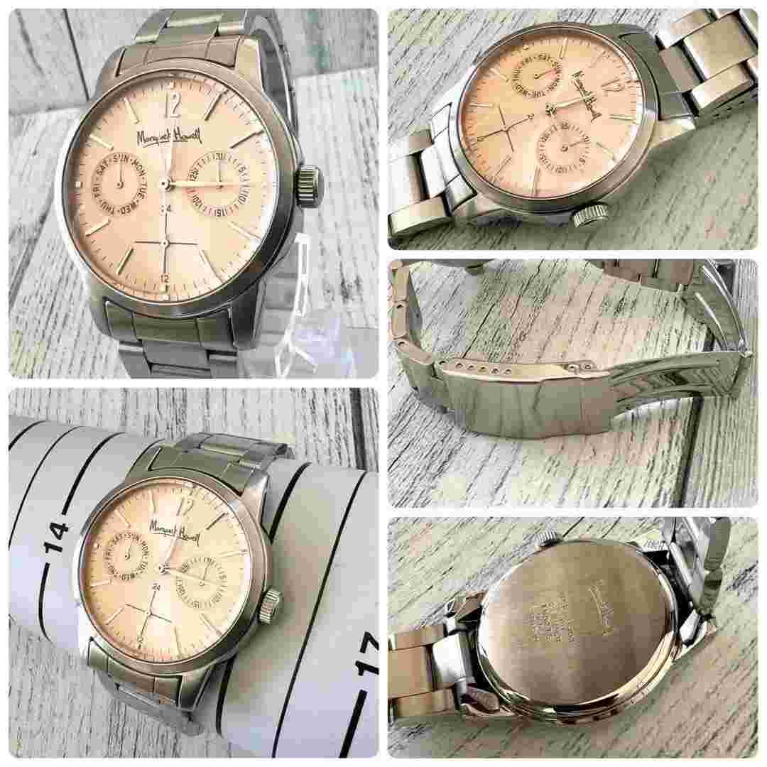 MARGARET HOWELL Day Date Pink Tone Ladies Analog Watch Pink Tone Silver Used
