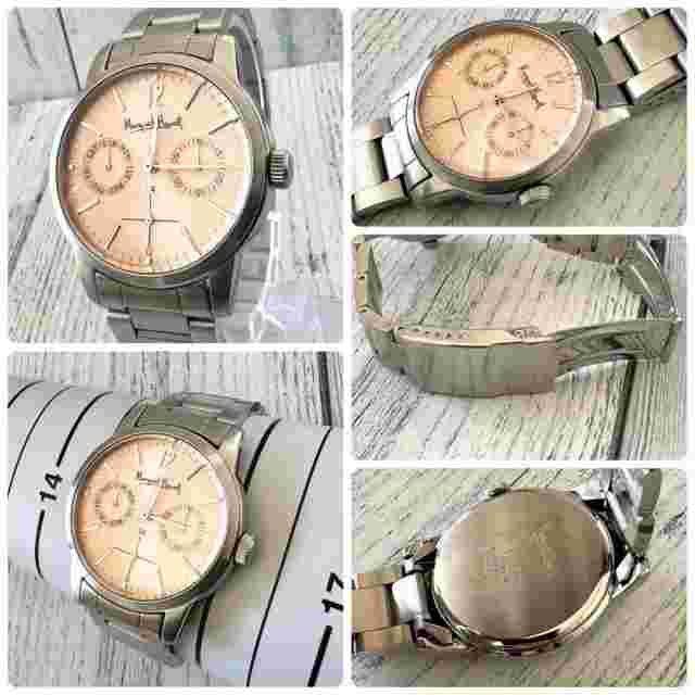 MARGARET HOWELL Day Date Pink Tone Ladies Analog Watch Pink Tone Silver Used