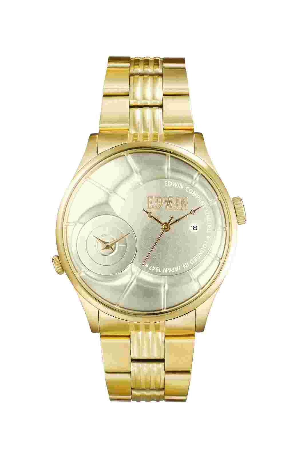 Edwin VINTAGED Men's Dual Time Watch, Stainless Steel Case with Stainless Steel