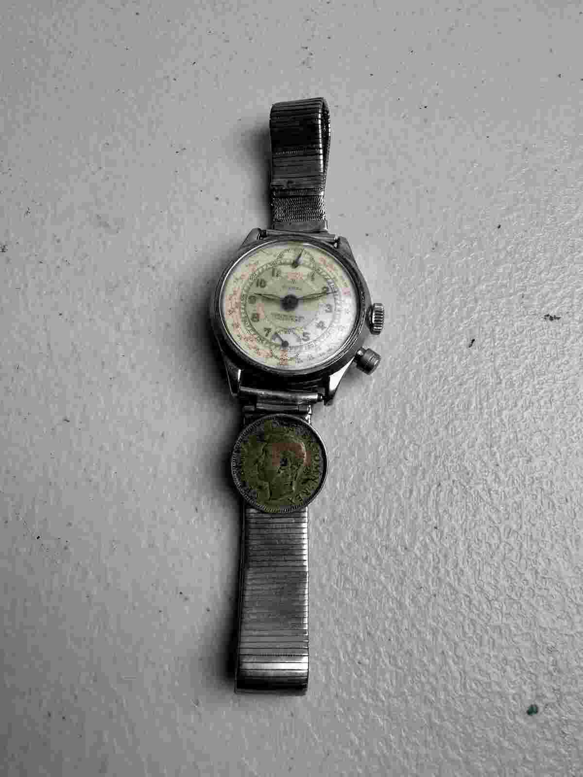 VTG PIERCE CHRONOGRAPH Military WW2 Era 1940s 2 Button Pusher Working Read!!!