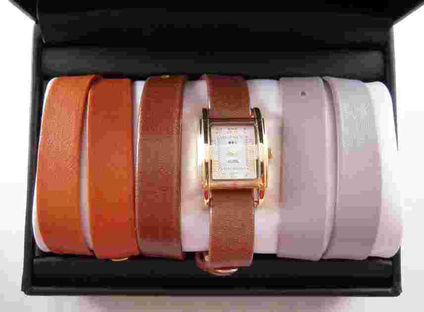 La Mer Silver Interchangeable Gift Box: Nude, Mocha Smooth & Tobacco Straps