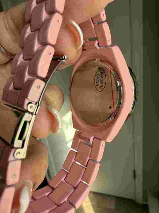 Santini Large Size Women’s Watch Pink Rhinestones Heavy New Unused As Is