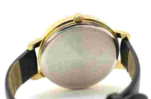 H&M Black Gold Tone Leather Band Women Watch NEEDS Battery