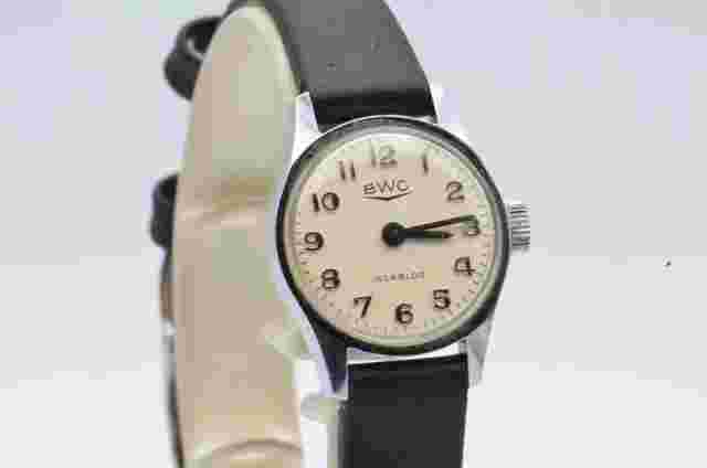 Bwc Handaufzug Damen Uhr Stahl 25mm Vintage Leder Band Vintage Weiss