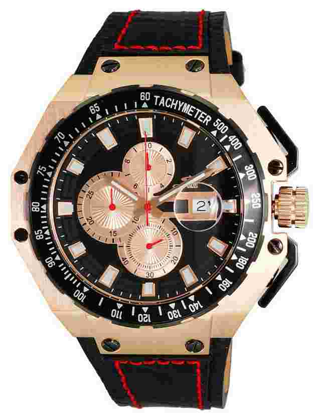 ONISS Men's "Sandwich" ON3255-MRGBK Swiss Movt Stainless Steel Date Chronograph