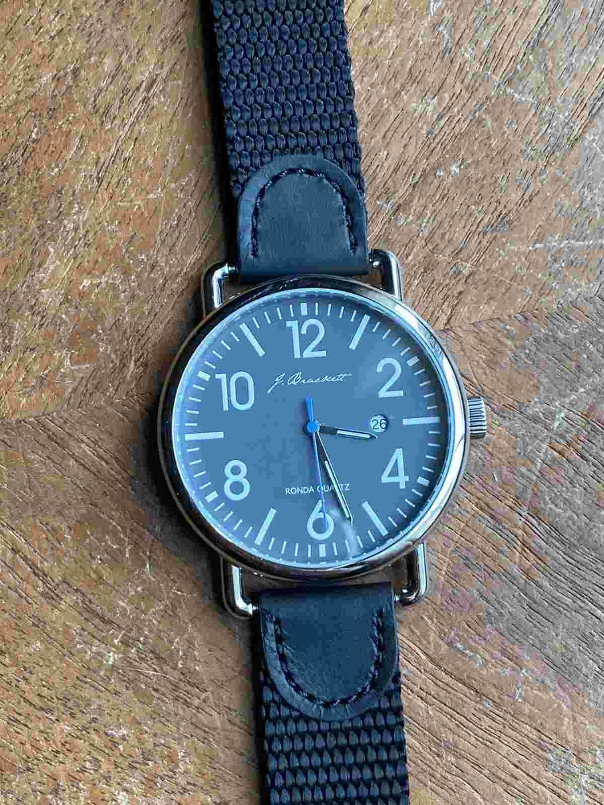 J. Brackett Camden Silver Men's Watch Swiss Ronda Quartz Movement Analog w/Date