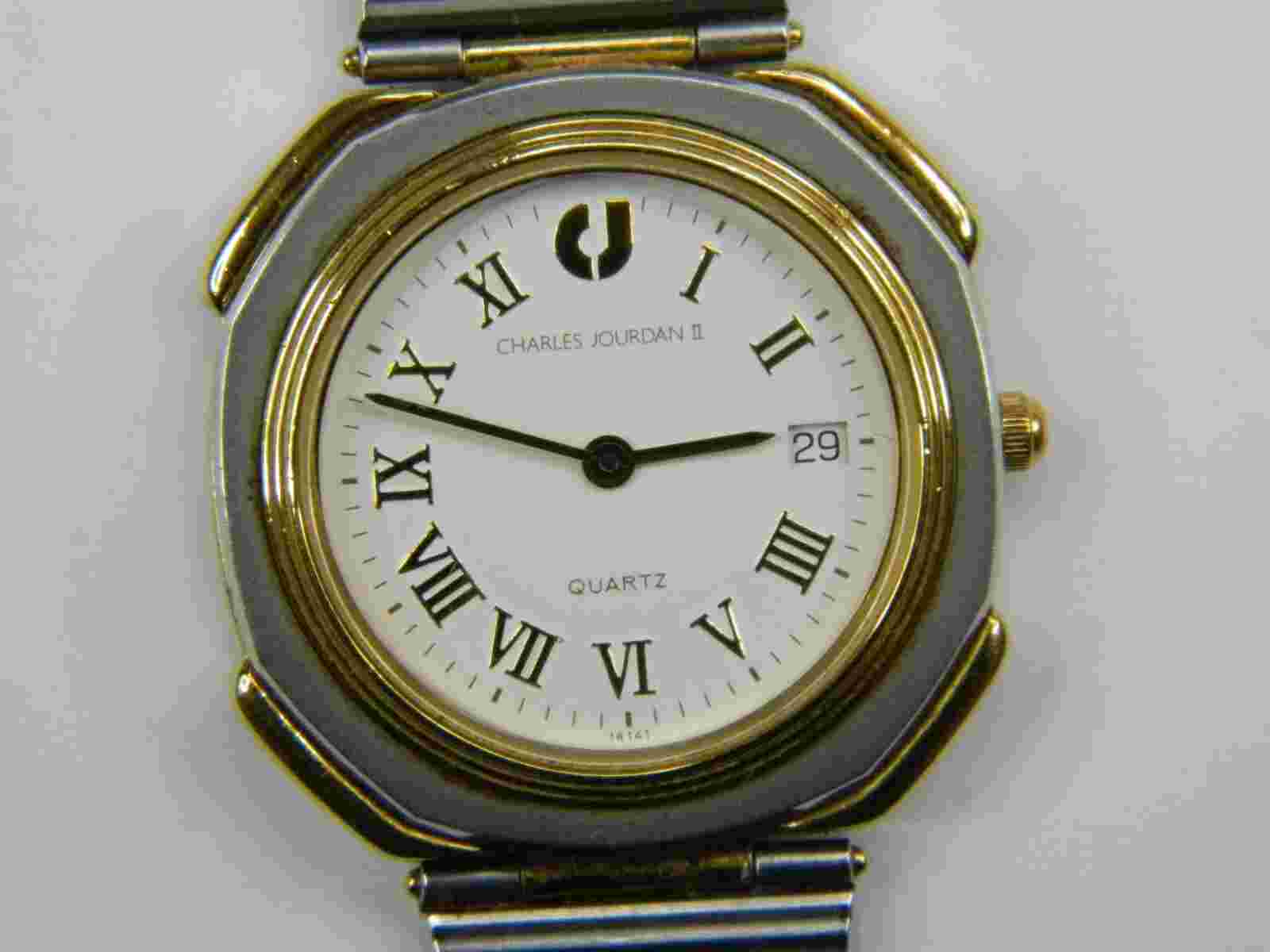 FINE CHARLES JOURDAN II LADIES 14141 GOLD STAINLESS QUARTZ WATCH - RUNS GREAT