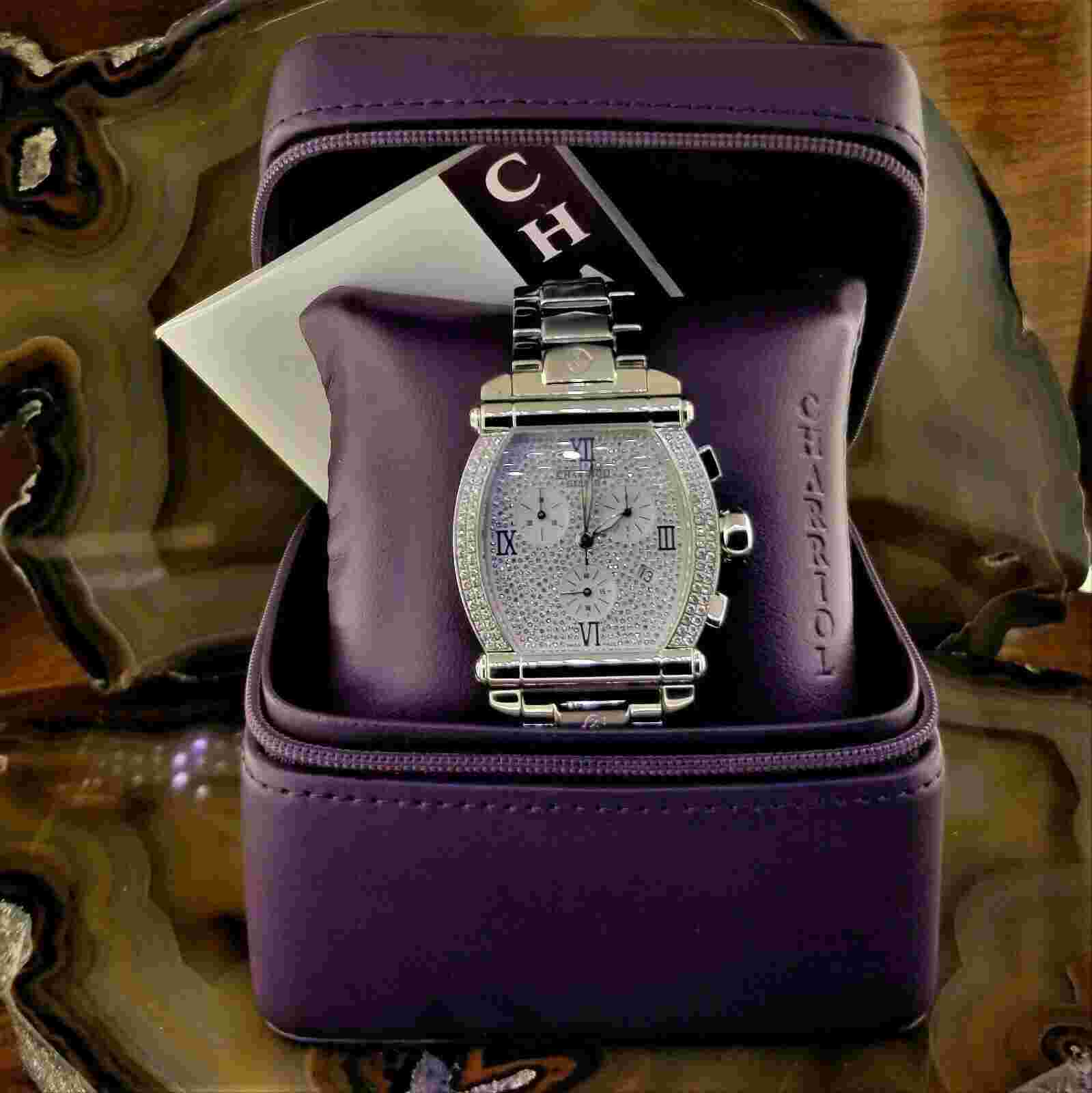 Charriol Colvmbvs Diamond Bezel & Dial Chronograph Quartz Watch 060T