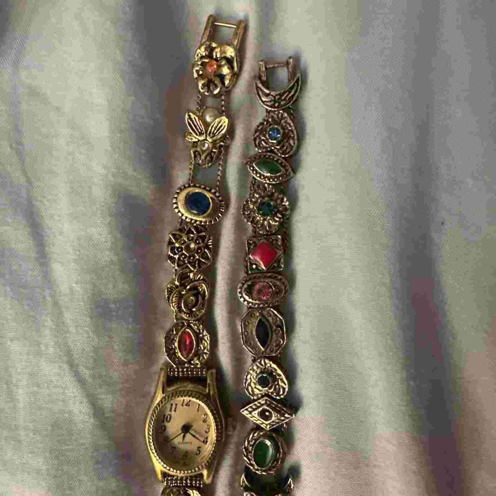 RARE Avon Vintage Slider Charm Bracelet & Watch Set!