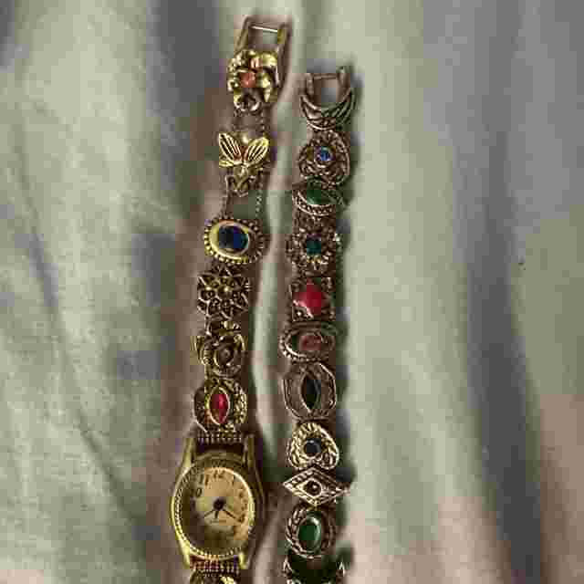 RARE Avon Vintage Slider Charm Bracelet & Watch Set!