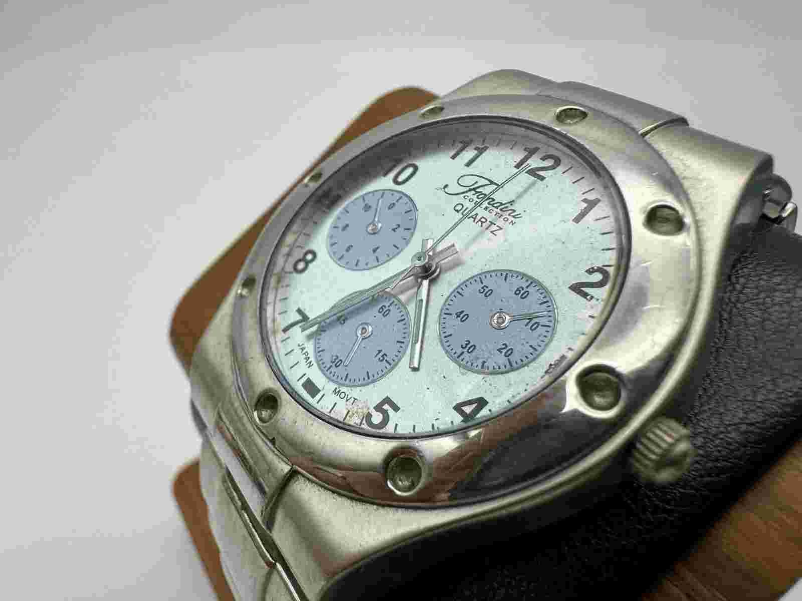 Fondini Mens Stainless Steel Quartz Watch - Tested/Works - New Battery