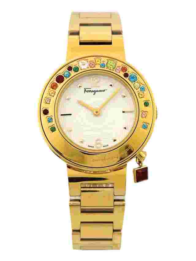 Salvatore Ferragamo Women's FF5020013 Gancino Sparkling Plated Topaz Watch
