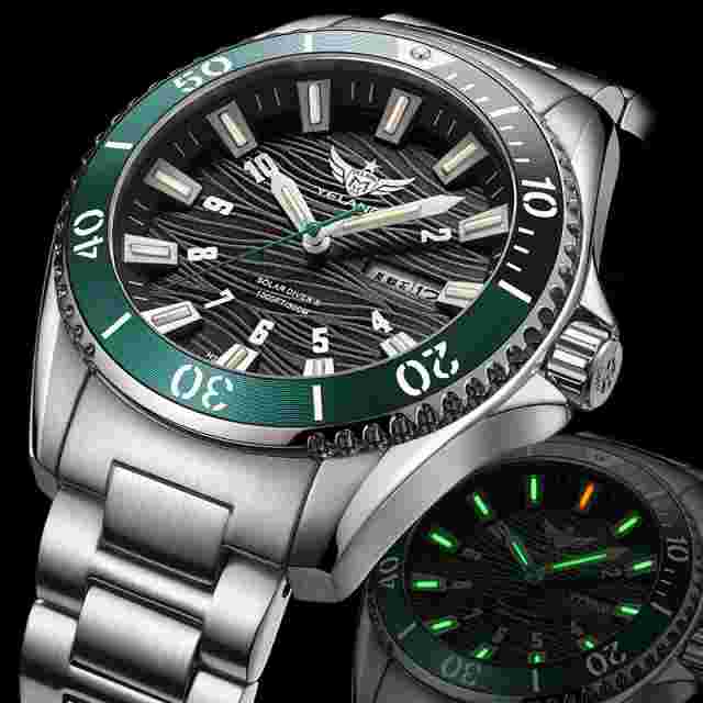 YELANG Men Military Watch Eco-Drive Solar Watches Luminous Wristwatch 300M Sport