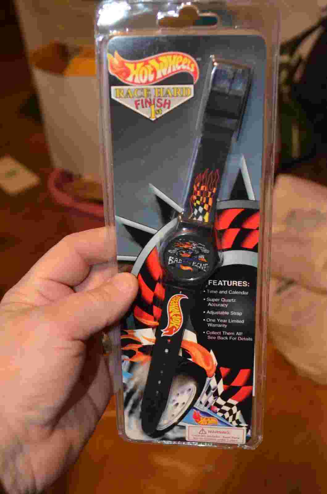 Vintage Hot Wheels Race Hard Digital Wrist Watch Red Flame Band NIB -Bad to Bone