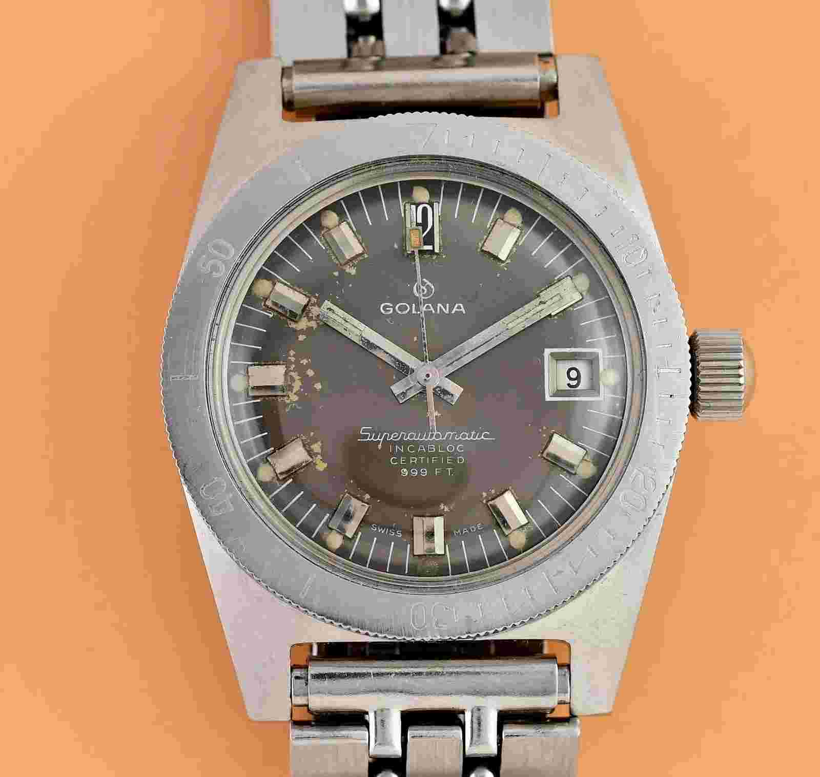 Vintag 60' GOLANA -ALSTA NAUTOSCAPH 30 ATM Diver Watch - Steel 36mm Case - BOR