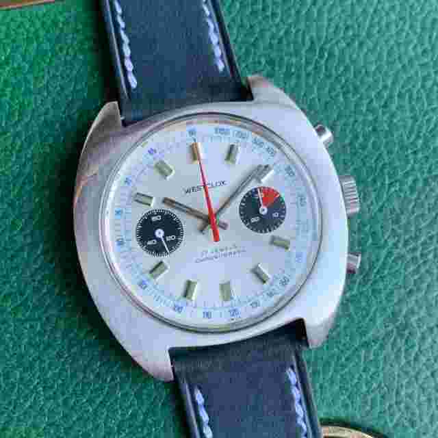 Vintage Westclox Jumbo 40mm Panda Dial Valjoux 7733 Stainless Steel Chronograph
