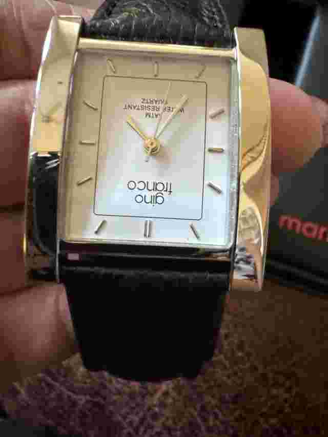 Gino Franco Marina Black Leather Watch