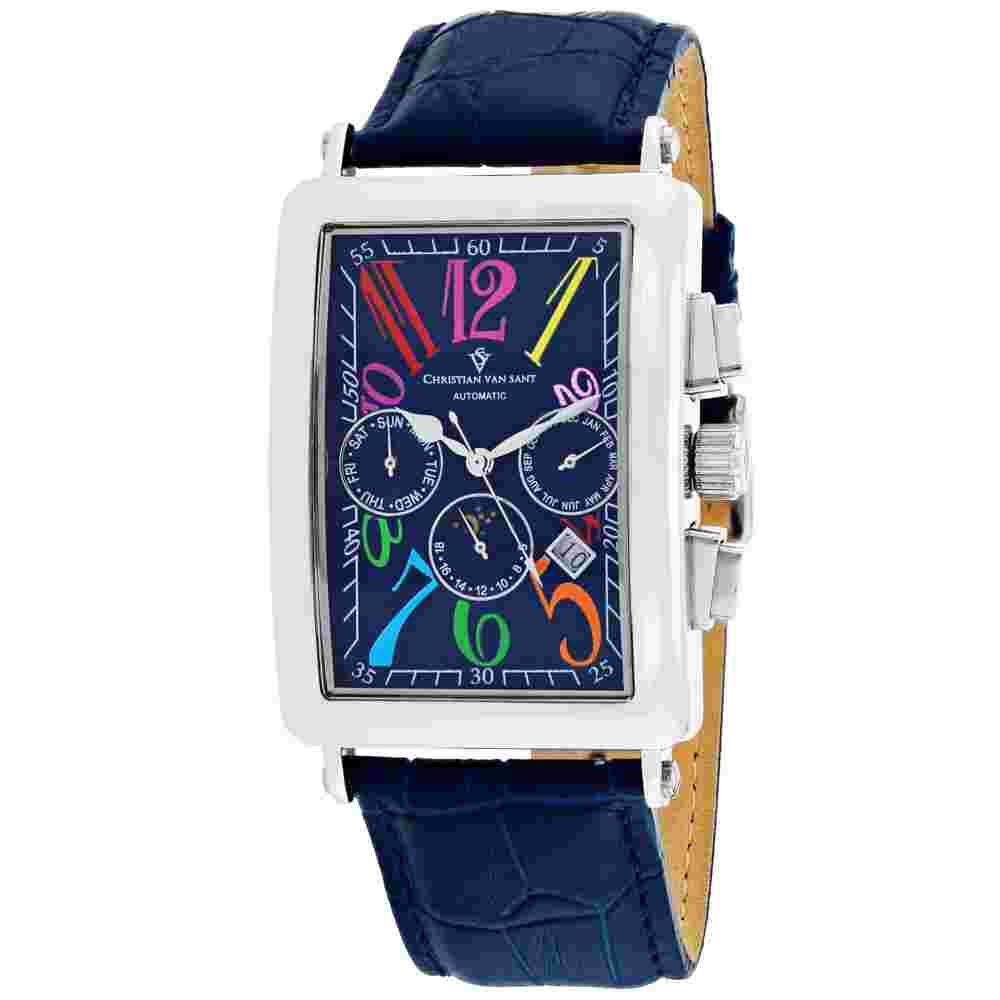 Christian Van Sant CV9133 Prodigy 52mm Men's Blue Leather Watch